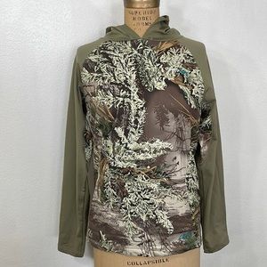 Cabela's sage green and camouflage OutfitHer Max-1 Advantage hoodie